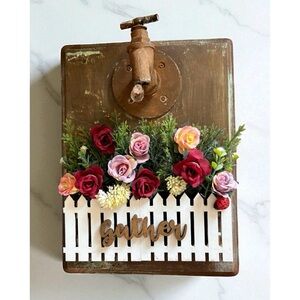 Vintage Floral Wall Art with Rustic Brown Finish 8.5x 11